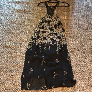 Anthropologie Blue Floral Dress with Pockets